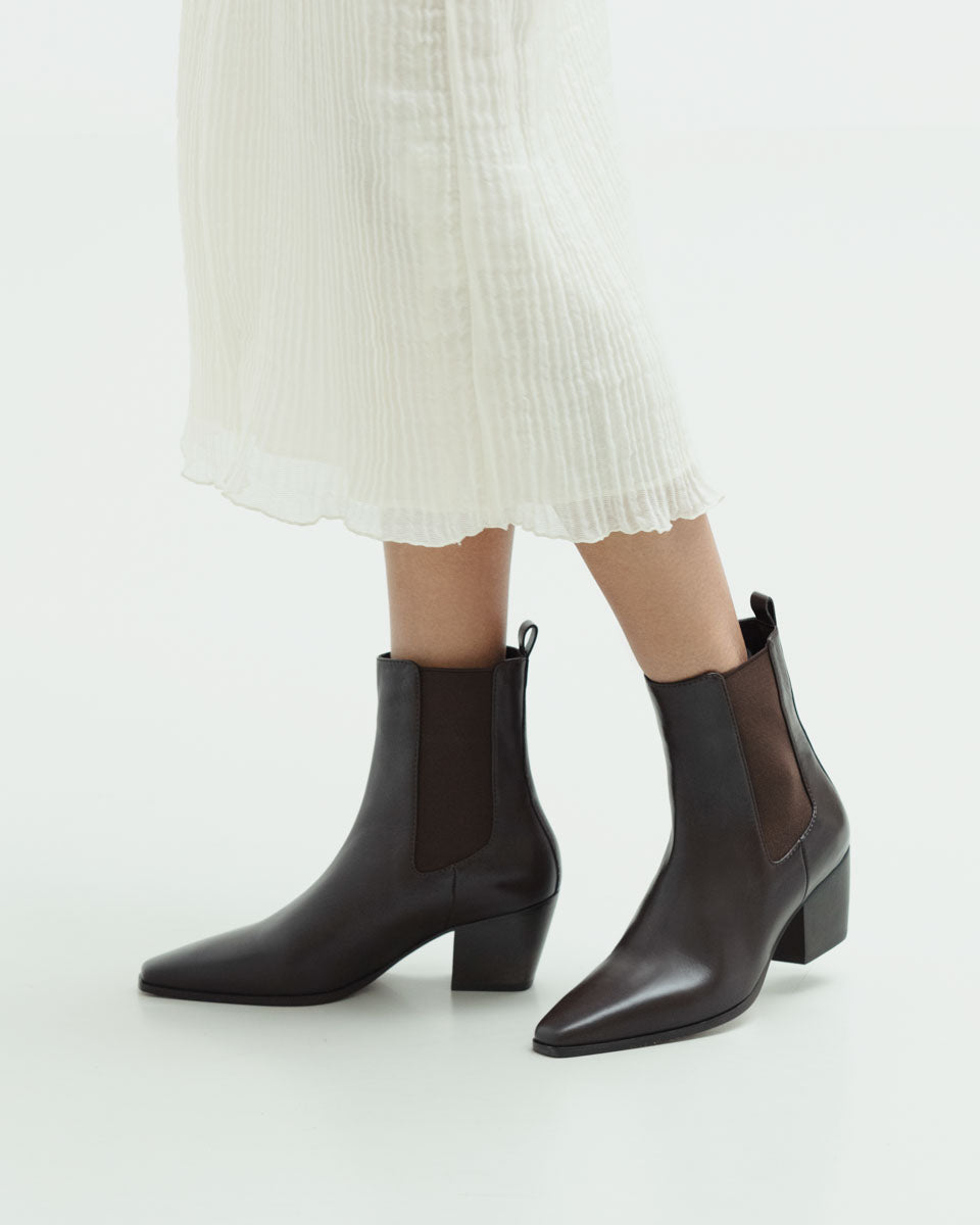 Margot Rich Brown Leather Ankle Boots