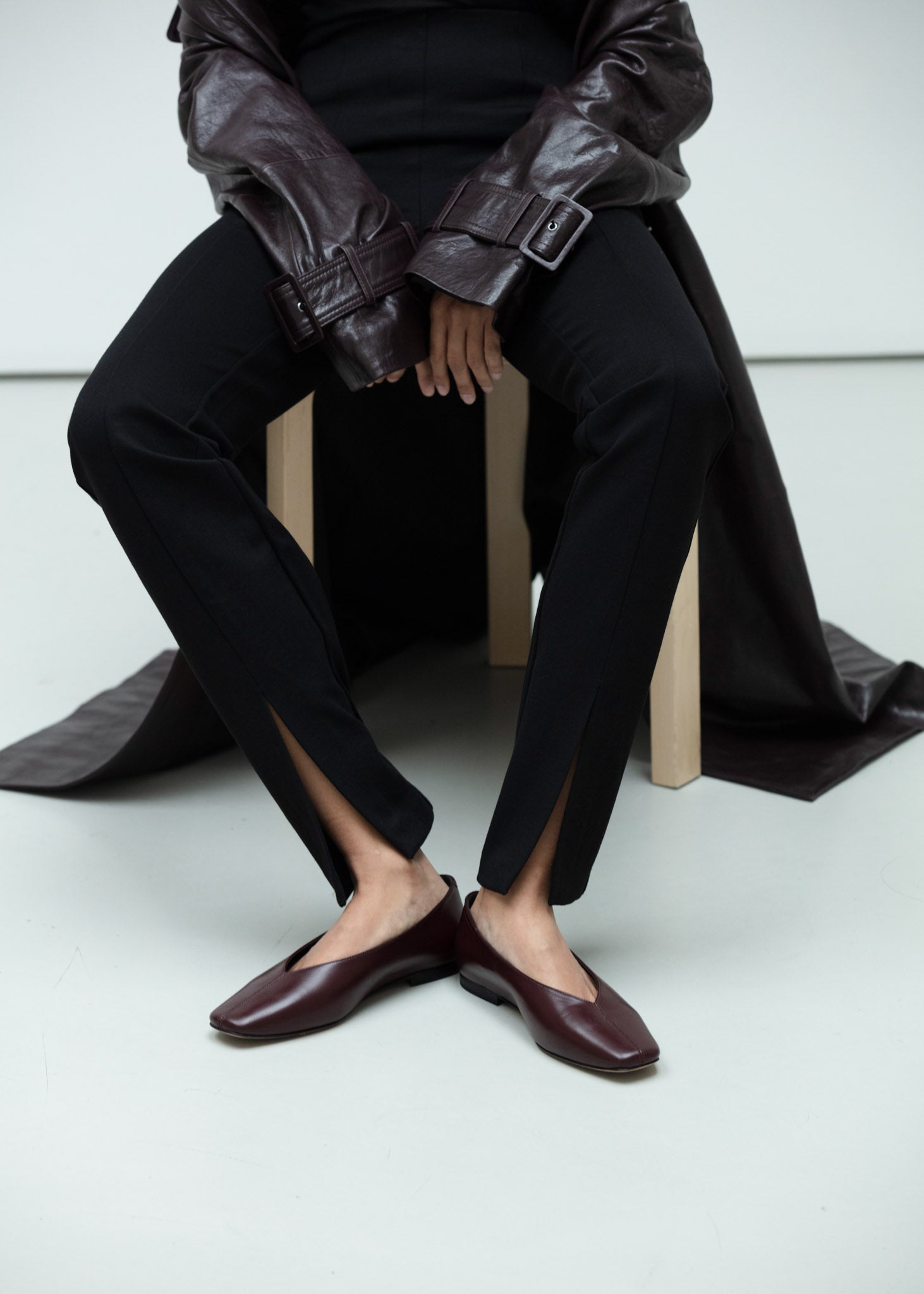 Zoe Burgundy Leather Ballerinas
