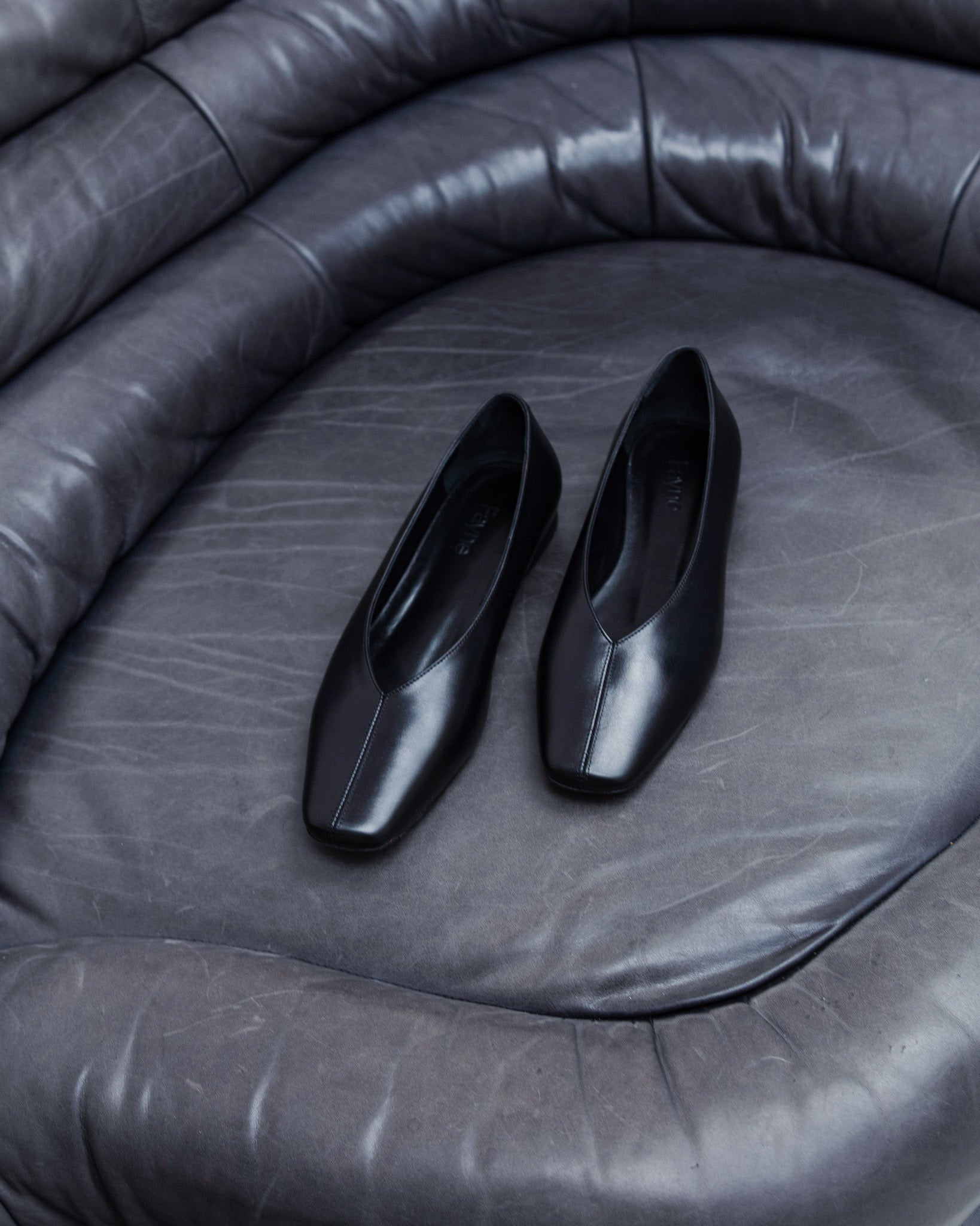 Zoe Black Leather Ballerinas