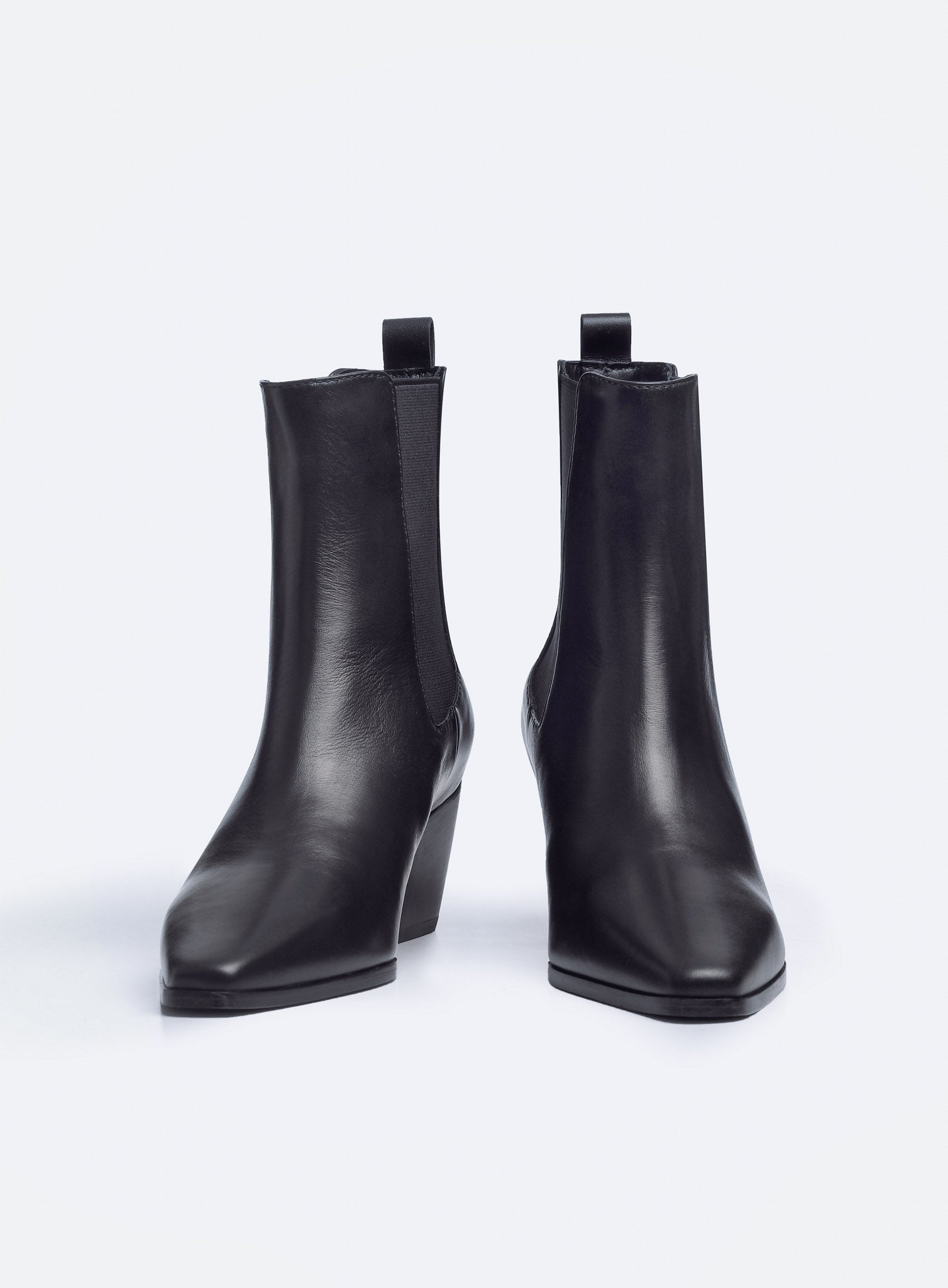 Margot Black Leather Ankle Boots