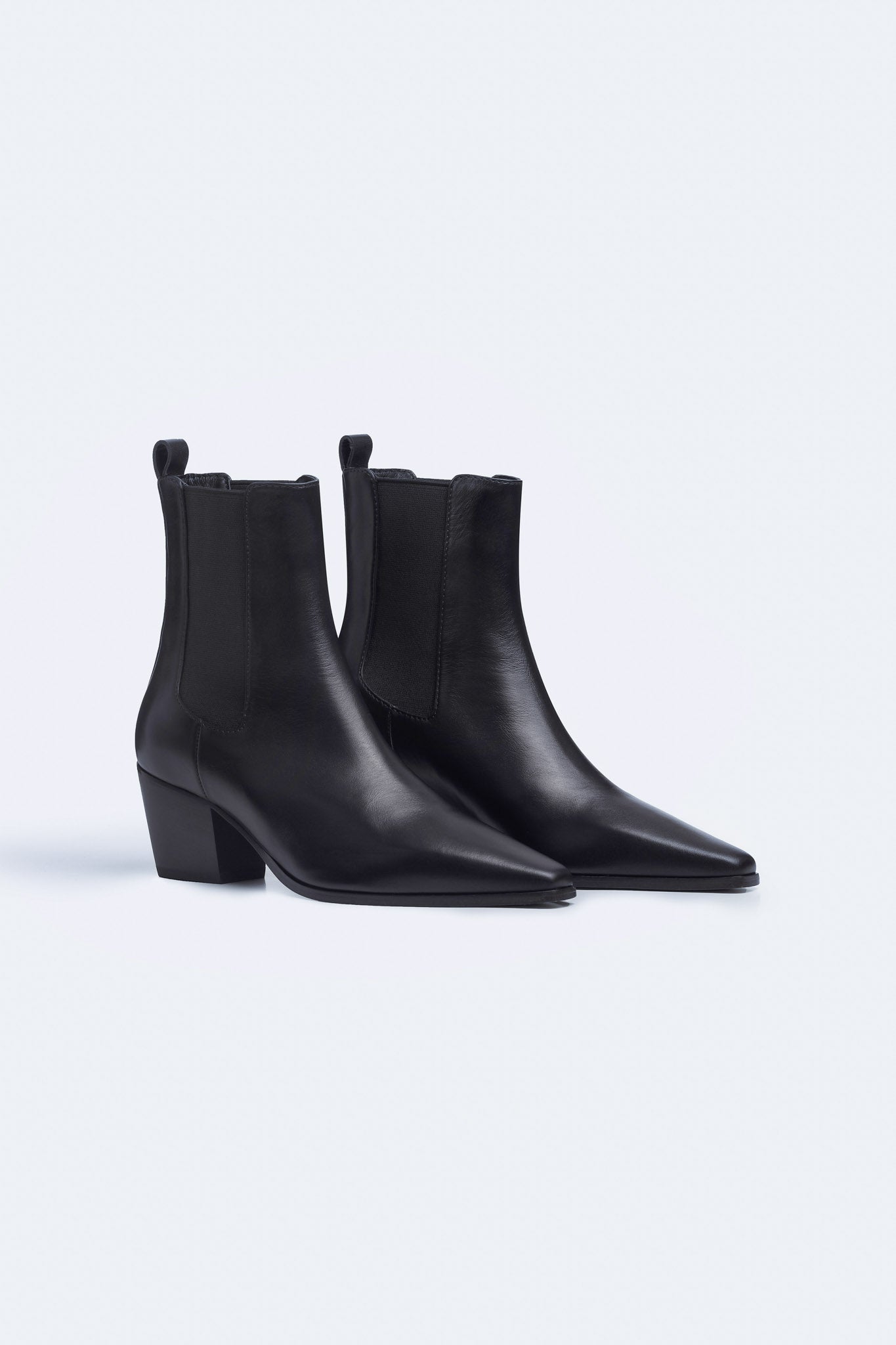 Margot Black Leather Ankle Boots