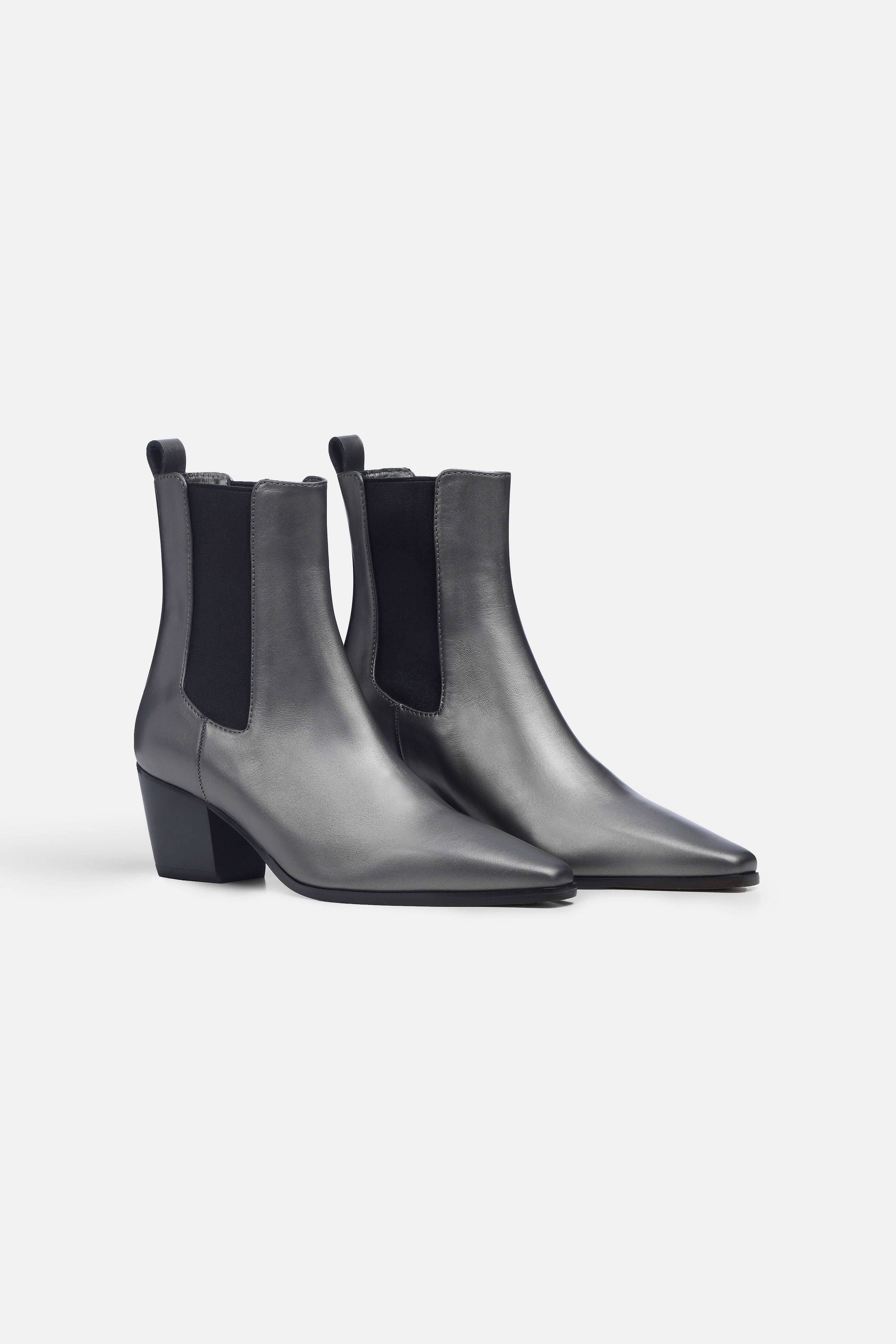 Margot Silver Leather Ankle Boots
