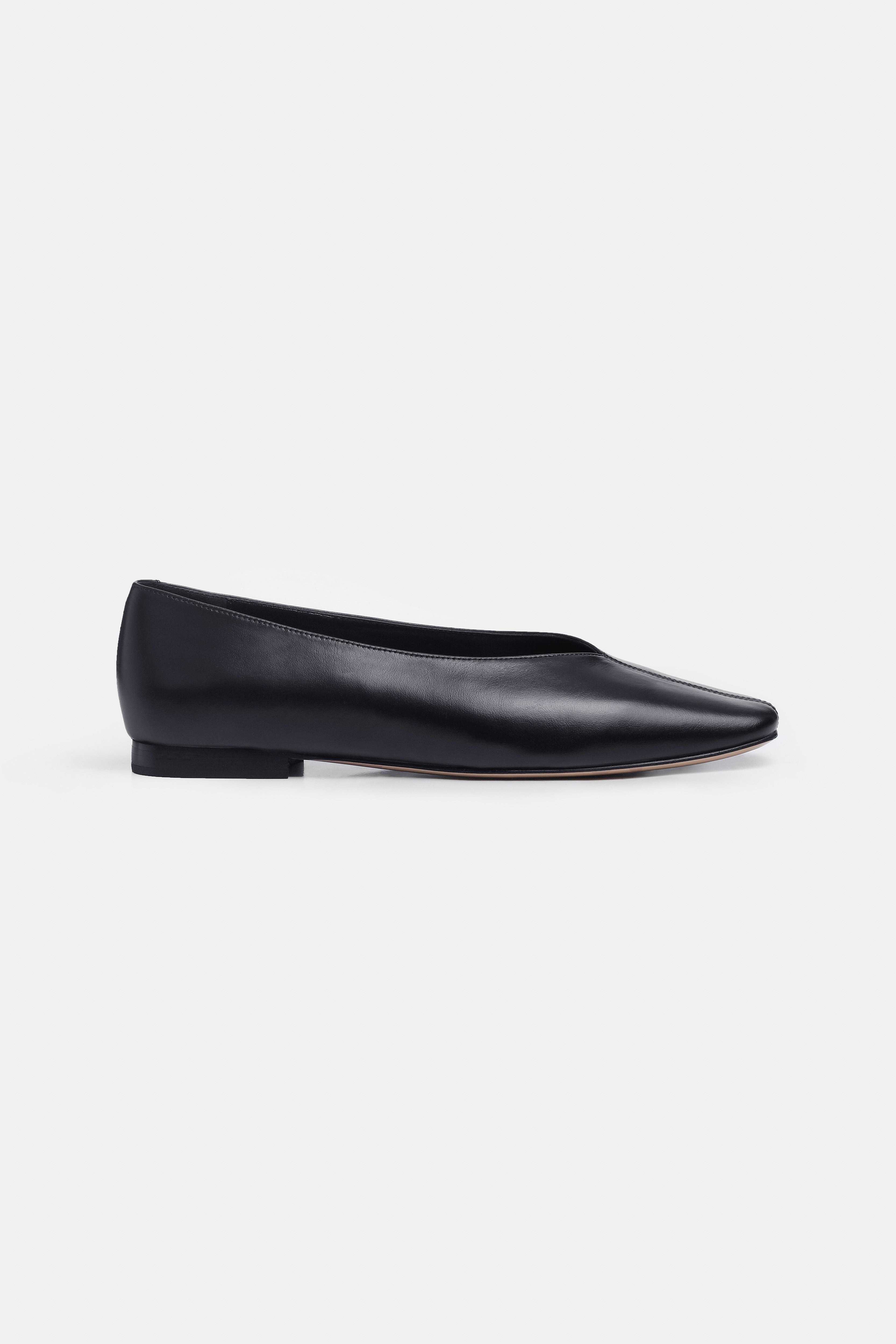 Zoe Black Leather Ballerinas