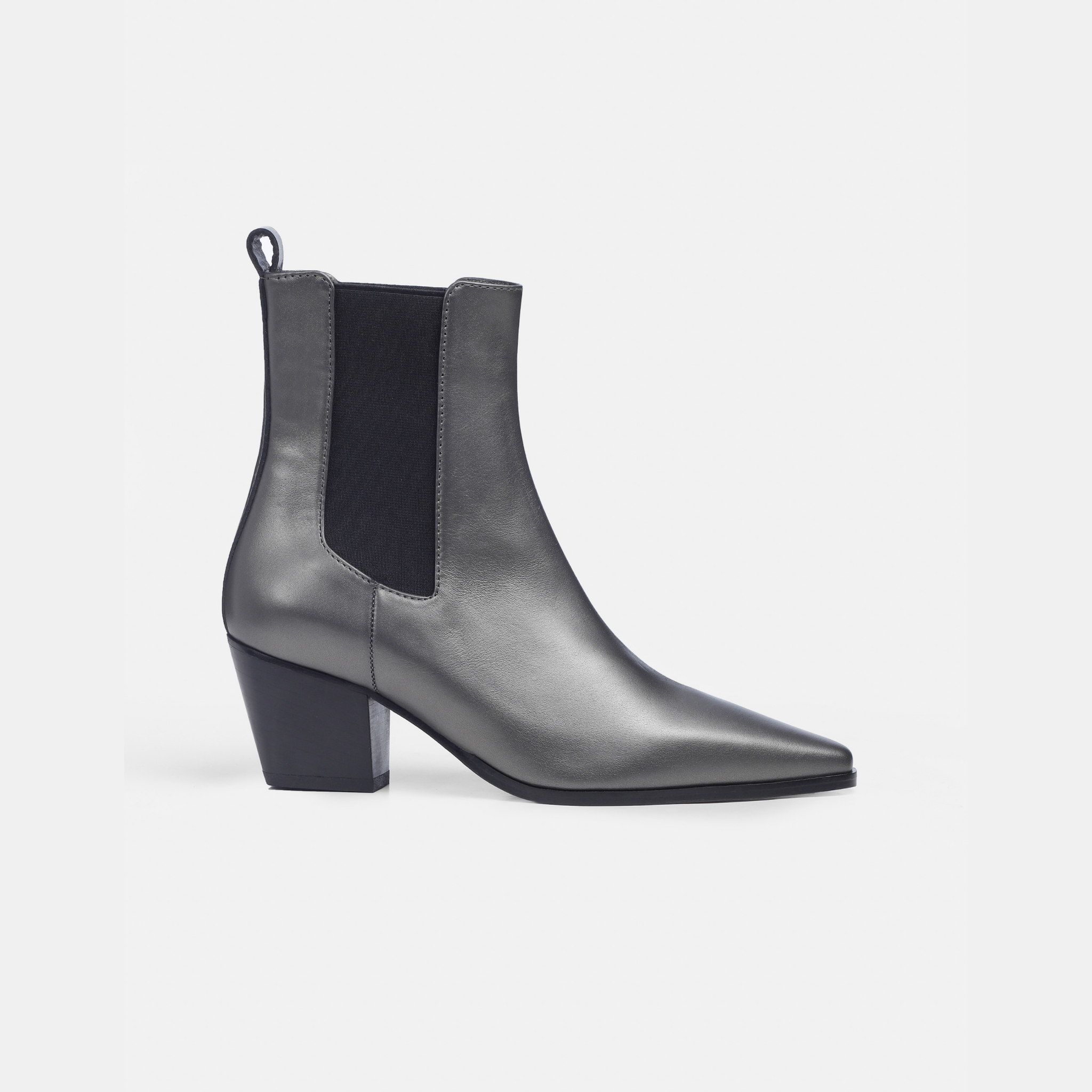 Margot Silver Leather Ankle Boots