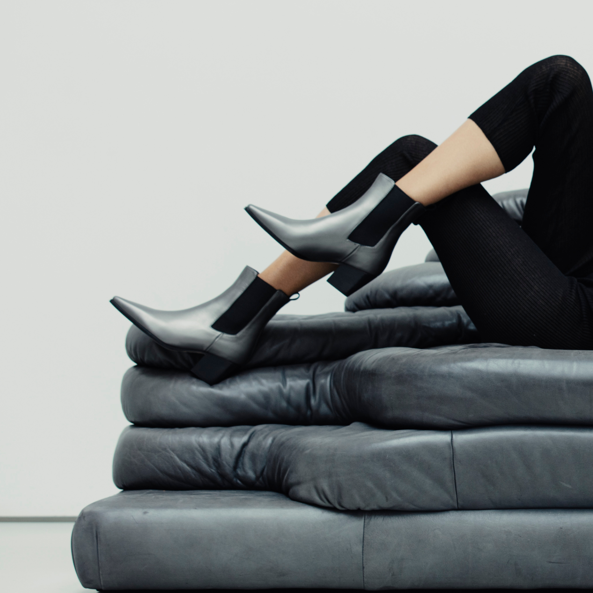 Margot Silver Leather Ankle Boots