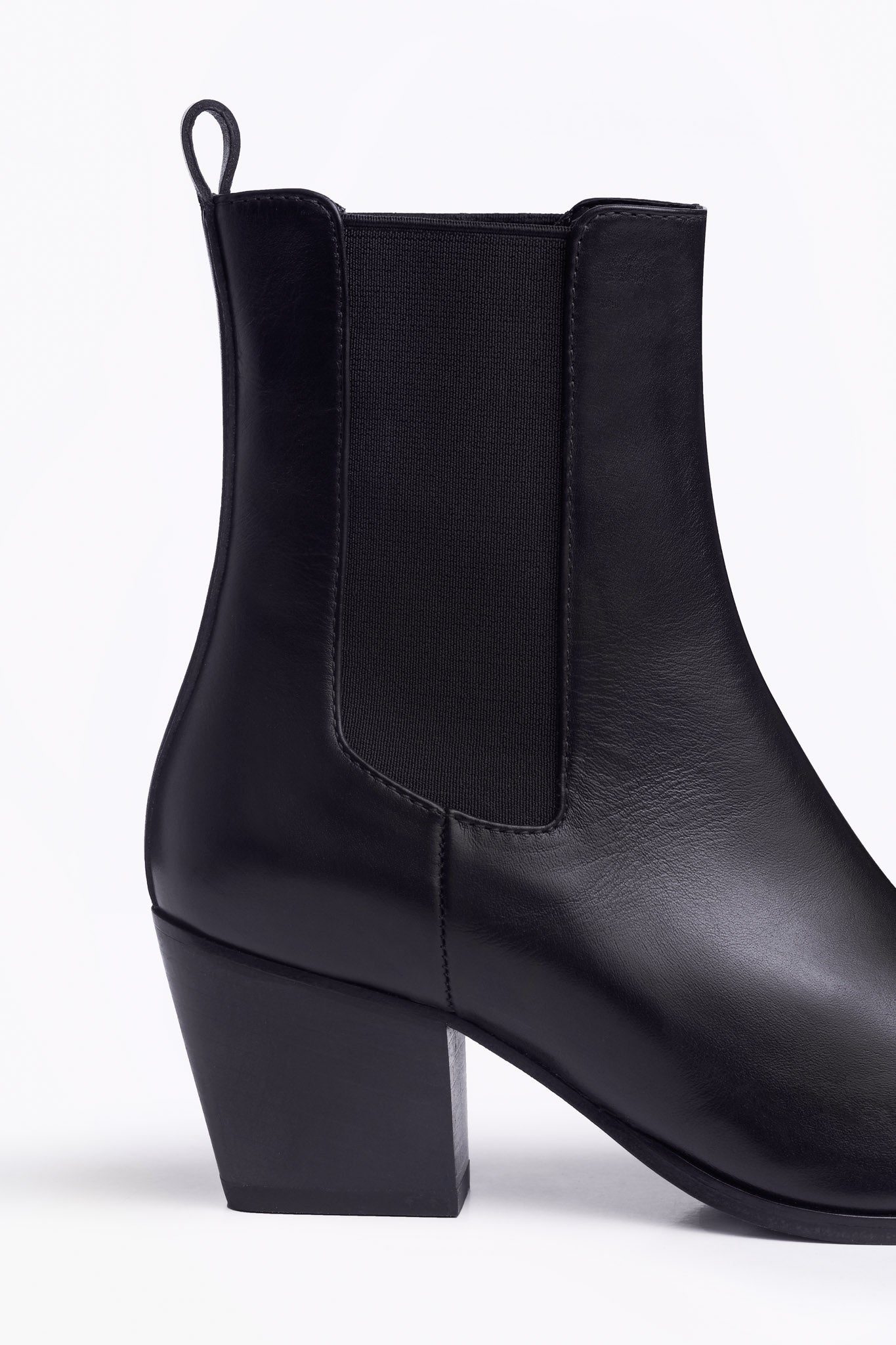 Margot Black Leather Ankle Boots