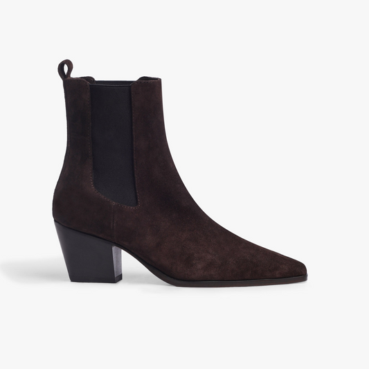 Margot Deep Brown Suede Leather Ankle Boots