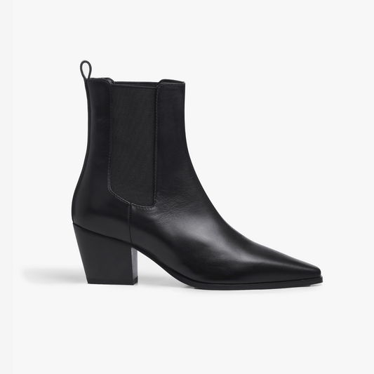 Margot Black Leather Ankle Boots