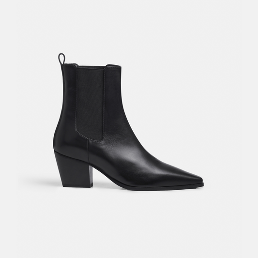 Margot Black Leather Ankle Boots