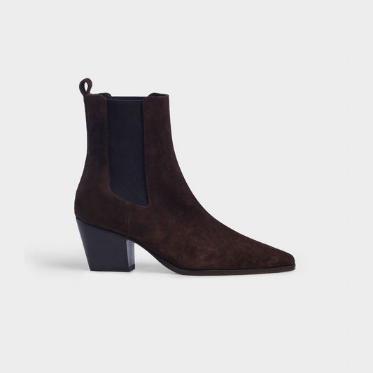 Margot Deep Brown Suede Leather Ankle Boots